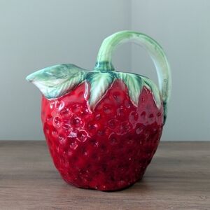 Strawberry Hand Painted Italian Ceramic Glazed Pitcher